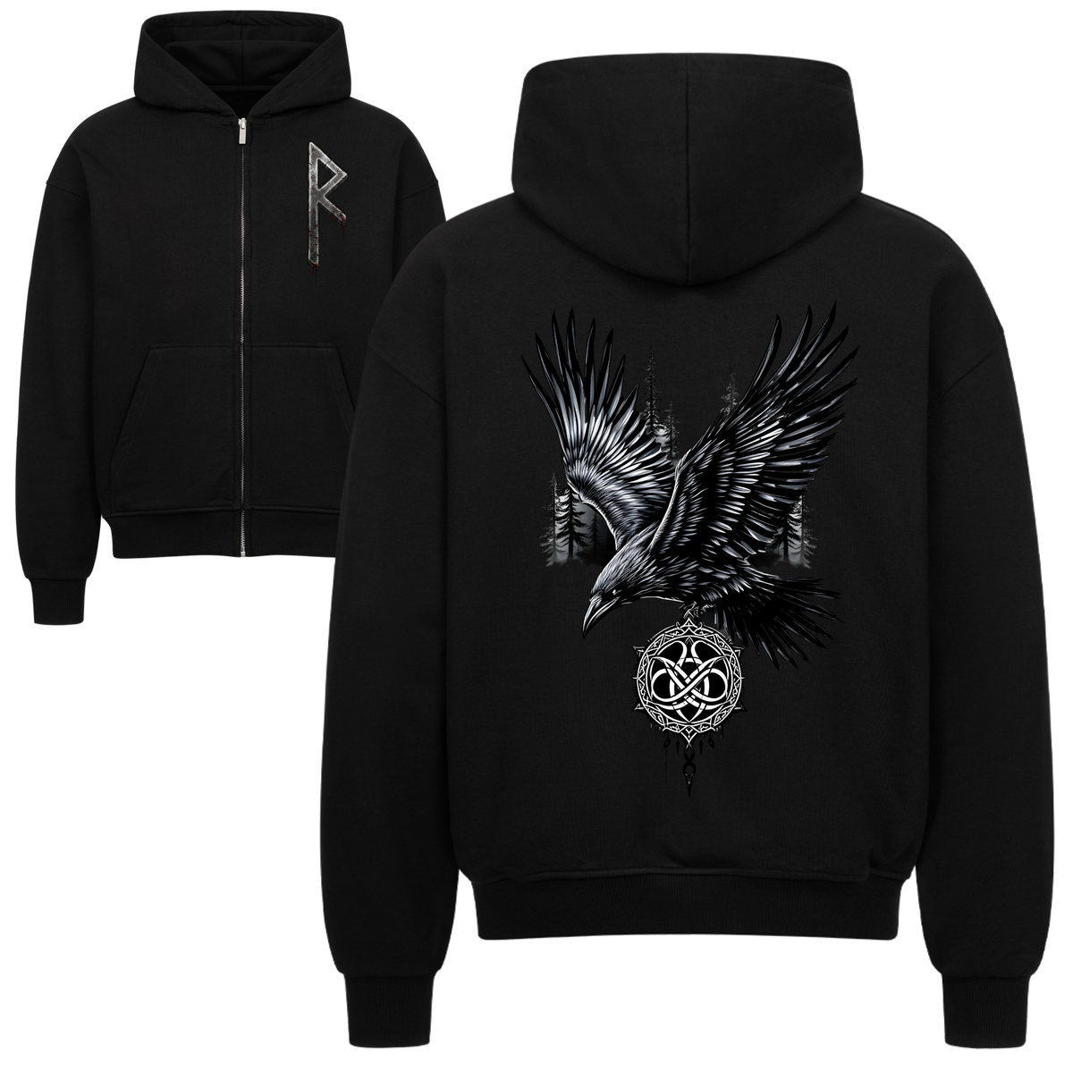 Odin's Raven Oversized Zipper Hoodie