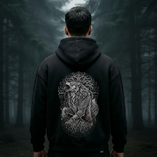 Fenrir & Yggdrasil Oversized Zipper Hoodie