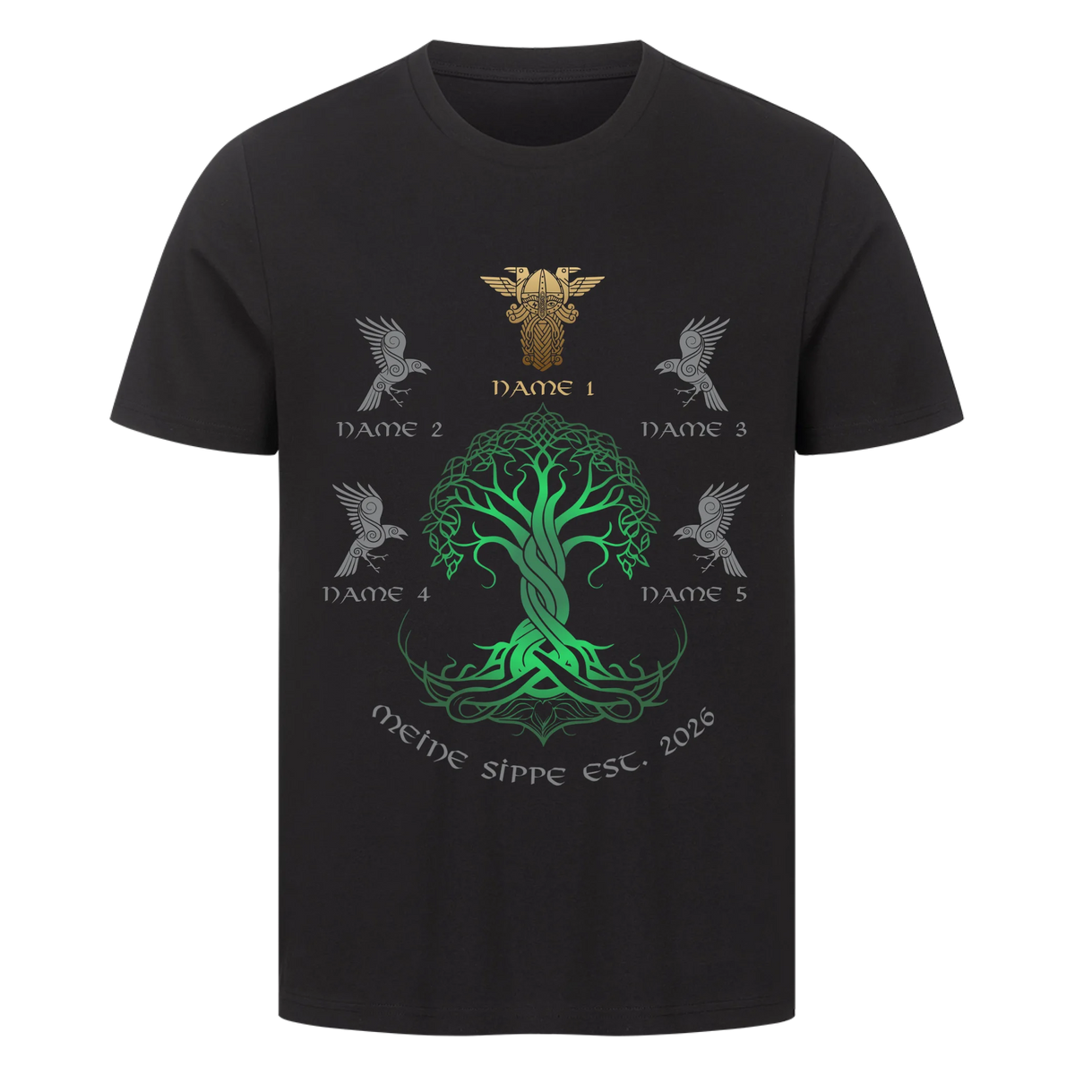 Personalisierte Wikingerfamilie Yggdrasil T-Shirt