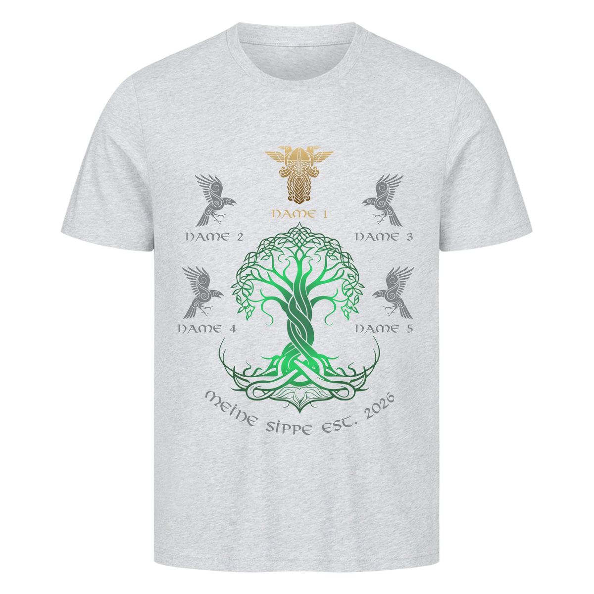Personalisierte Wikingerfamilie Yggdrasil T-Shirt