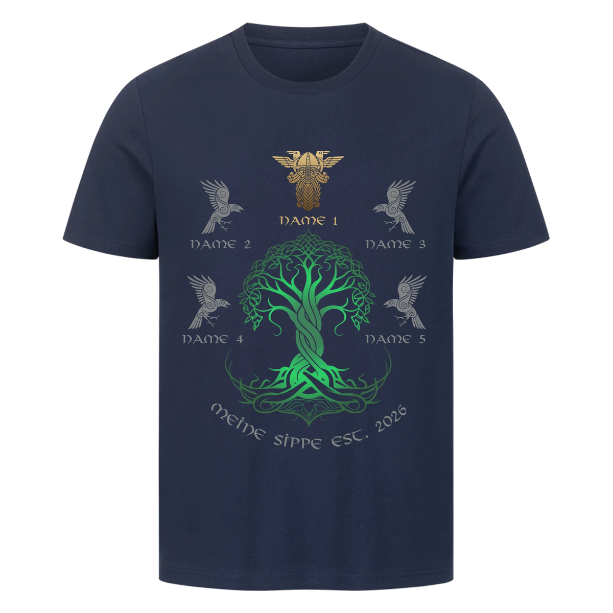 Personalisierte Wikingerfamilie Yggdrasil T-Shirt