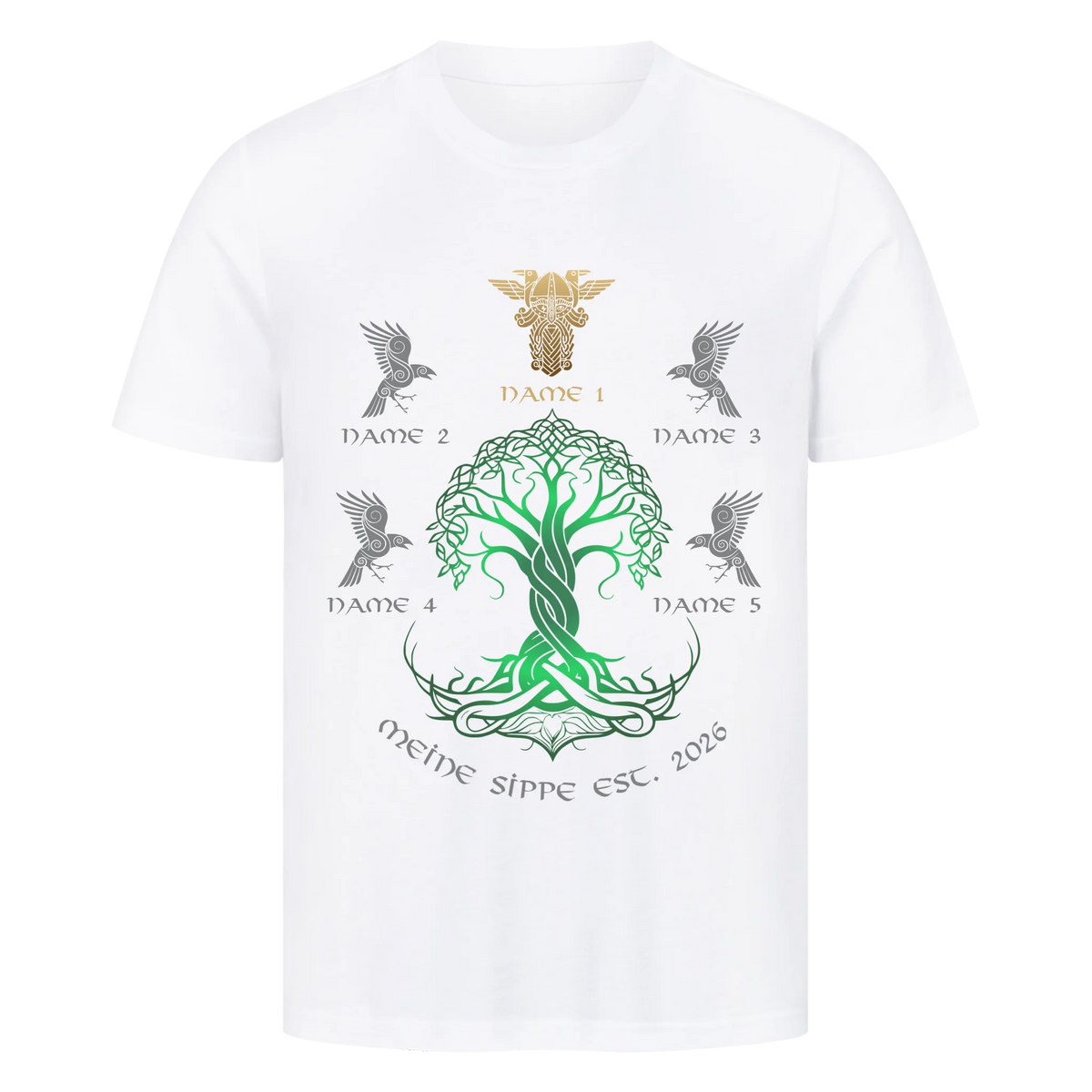 Personalisierte Wikingerfamilie Yggdrasil T-Shirt