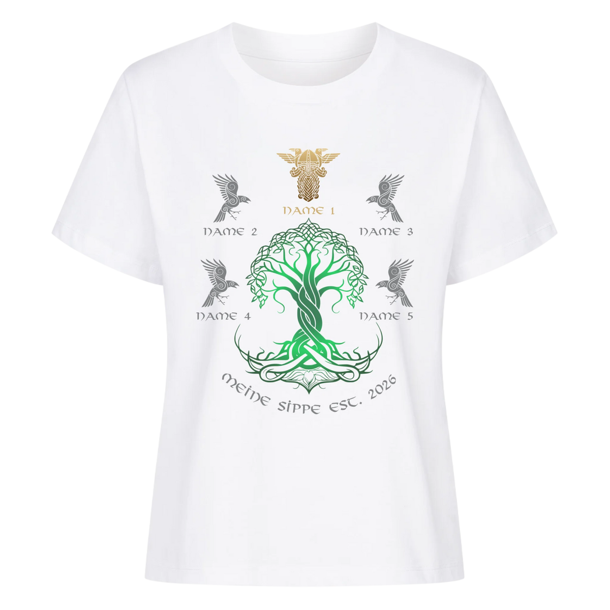 Personalisierte Wikingerfamilie Yggdrasil T-Shirt