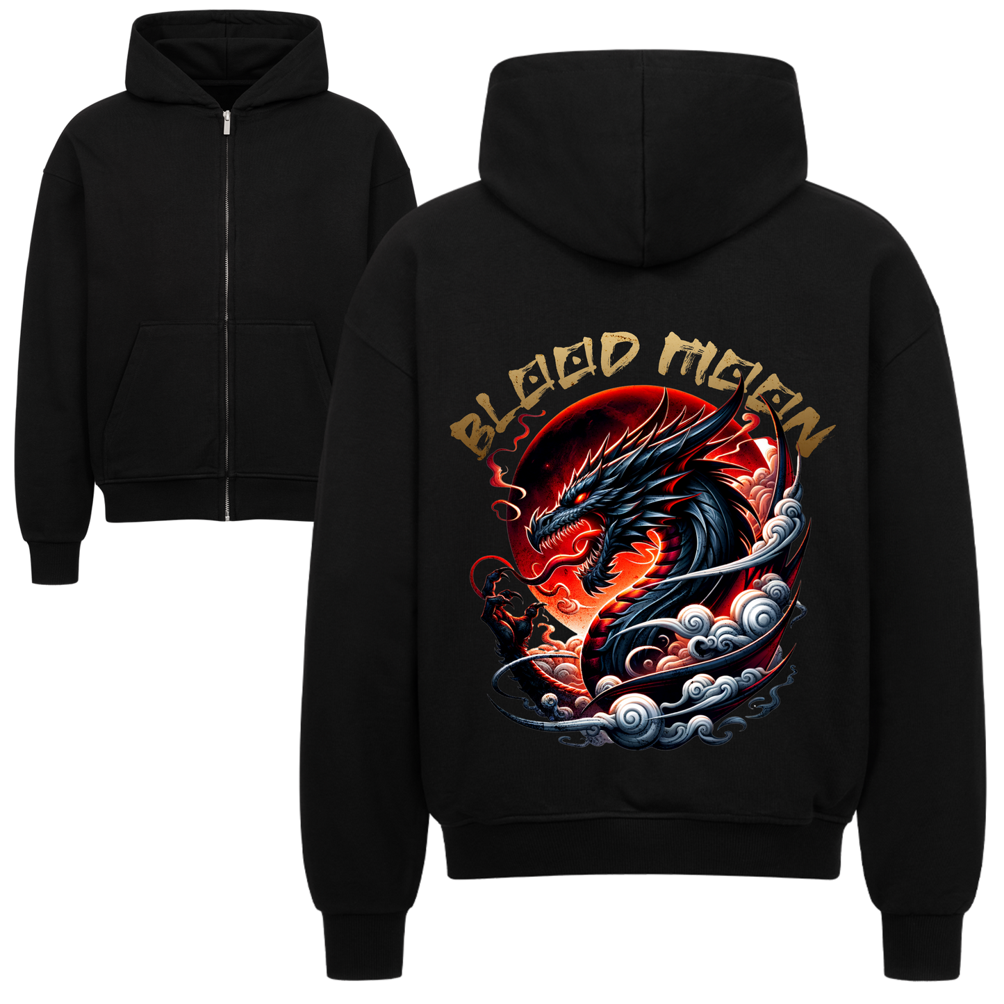 Blood Moon Oversized Zipper Hoodie
