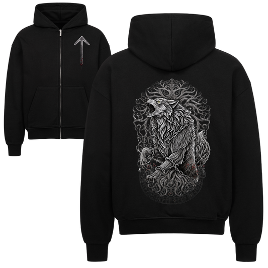Fenrir & Yggdrasil Oversized Zipper Hoodie