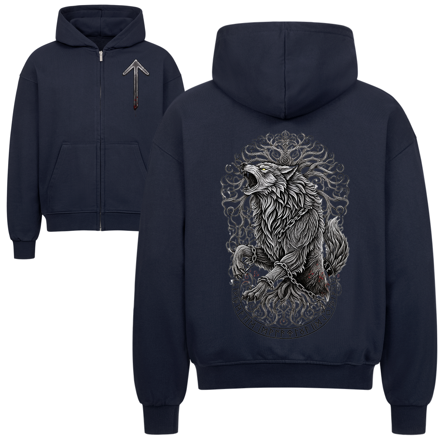 Fenrir & Yggdrasil Oversized Zipper Hoodie