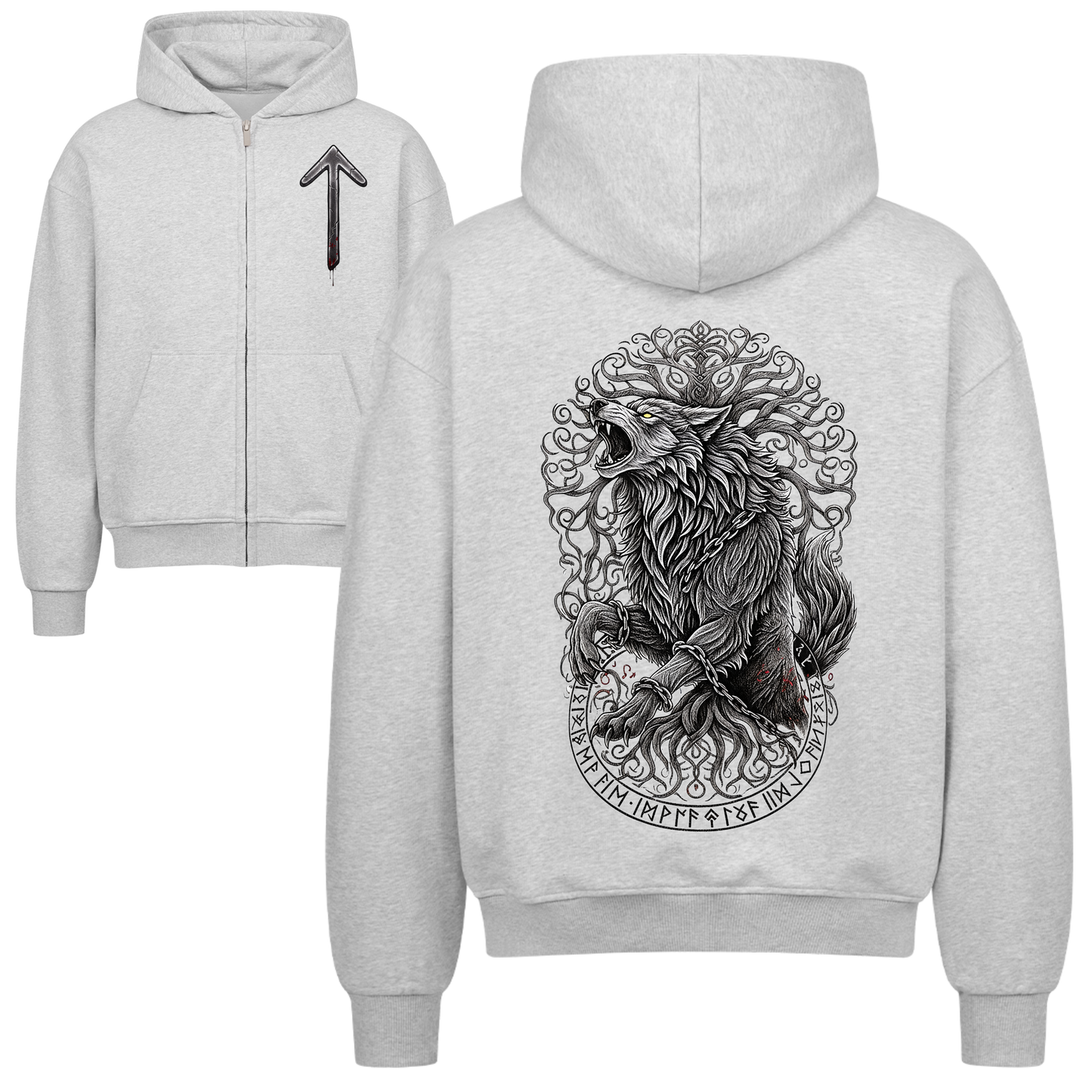 Fenrir & Yggdrasil Oversized Zipper Hoodie
