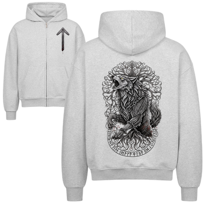 Fenrir & Yggdrasil Oversized Zipper Hoodie