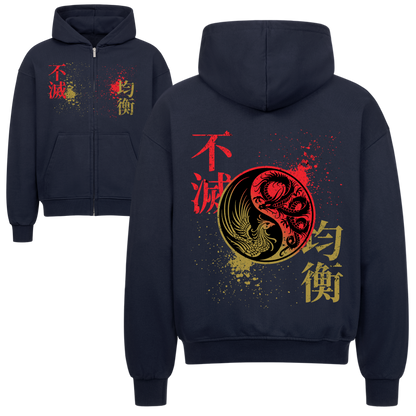 Immortal Balance Oversized Zipper Hoodie