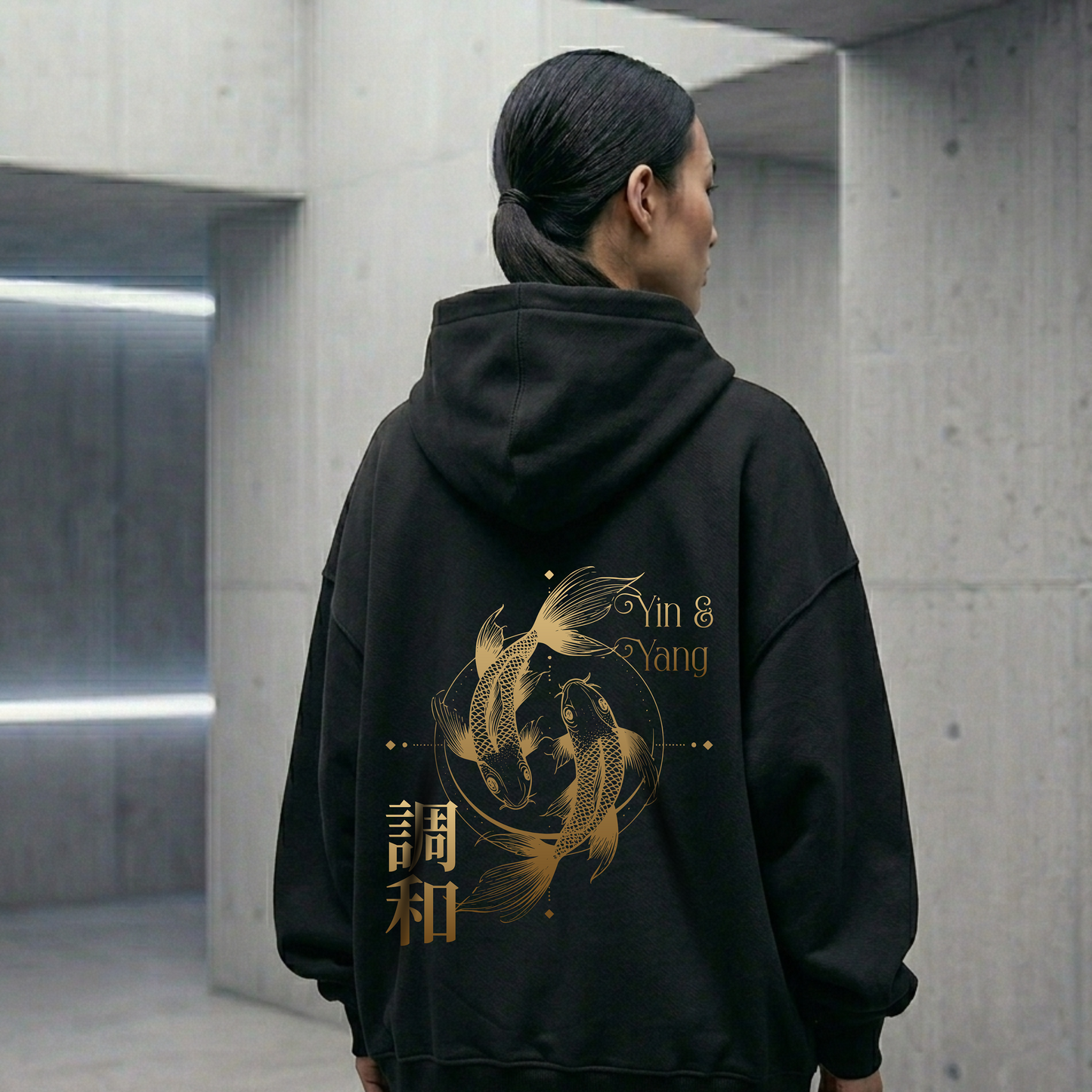 The Koi Harmony Oversized Zipper Hoodie