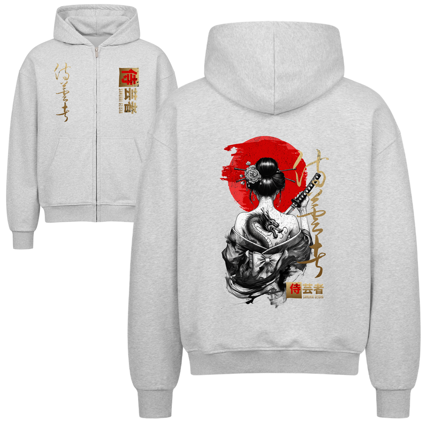 Samurai Geisha Oversized Zipper Hoodie