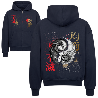 The Balance of Dragons Oversized Zipper Hoodie