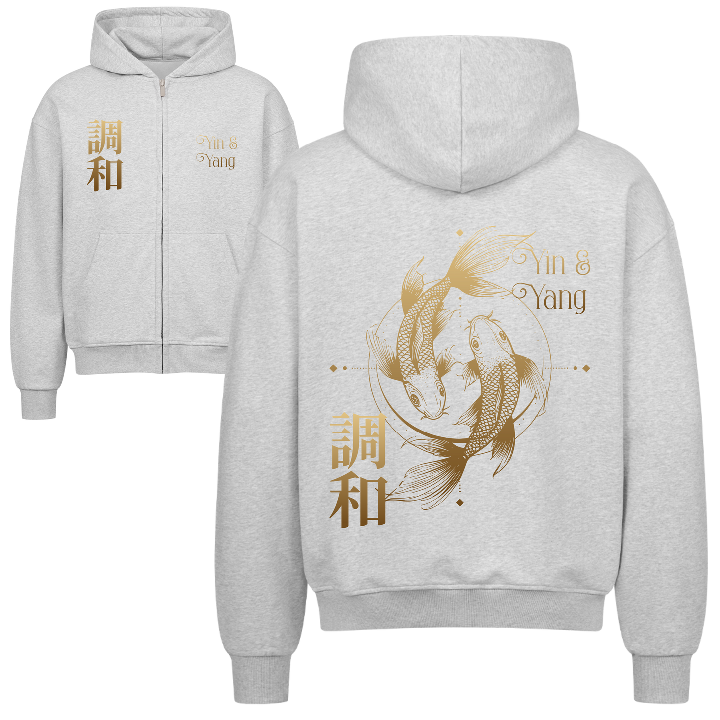 The Koi Harmony Oversized Zipper Hoodie
