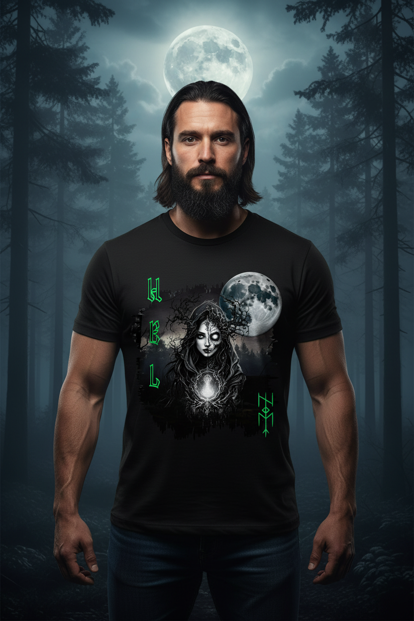 Wikinger T-Shirt Hel Göttin Unterwelt Lifestyle Schwarz Nordische Mythologie Vikings Wizards