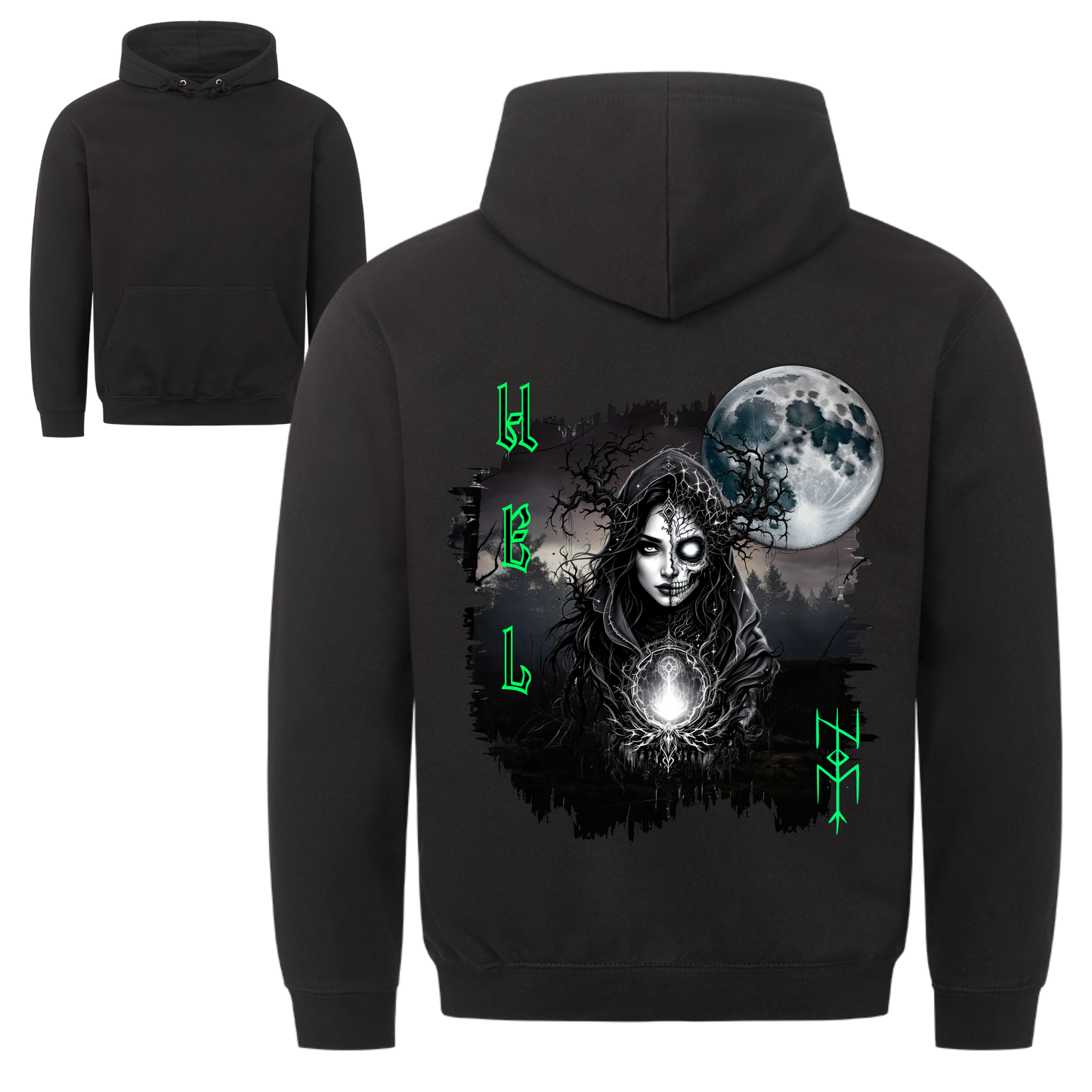Wikinger Hoodie Hel Göttin Unterwelt Schwarz Nordische Mythologie Valhalla Vikings Wizards