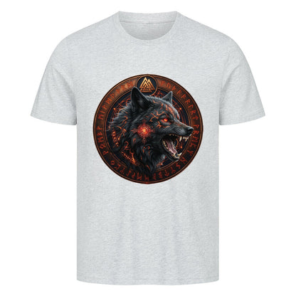 Wikinger T-Shirt Ragnarök Fenrir Grau Nordische Mythologie Vikings Wizards