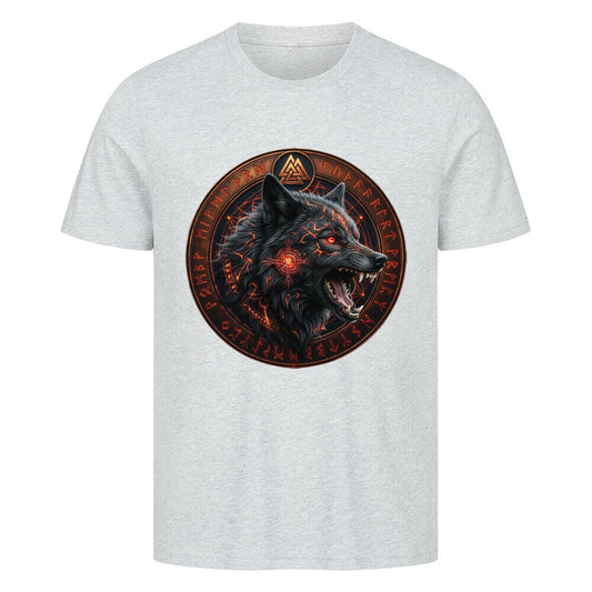 Wikinger T-Shirt Ragnarök Fenrir Grau Nordische Mythologie Vikings Wizards