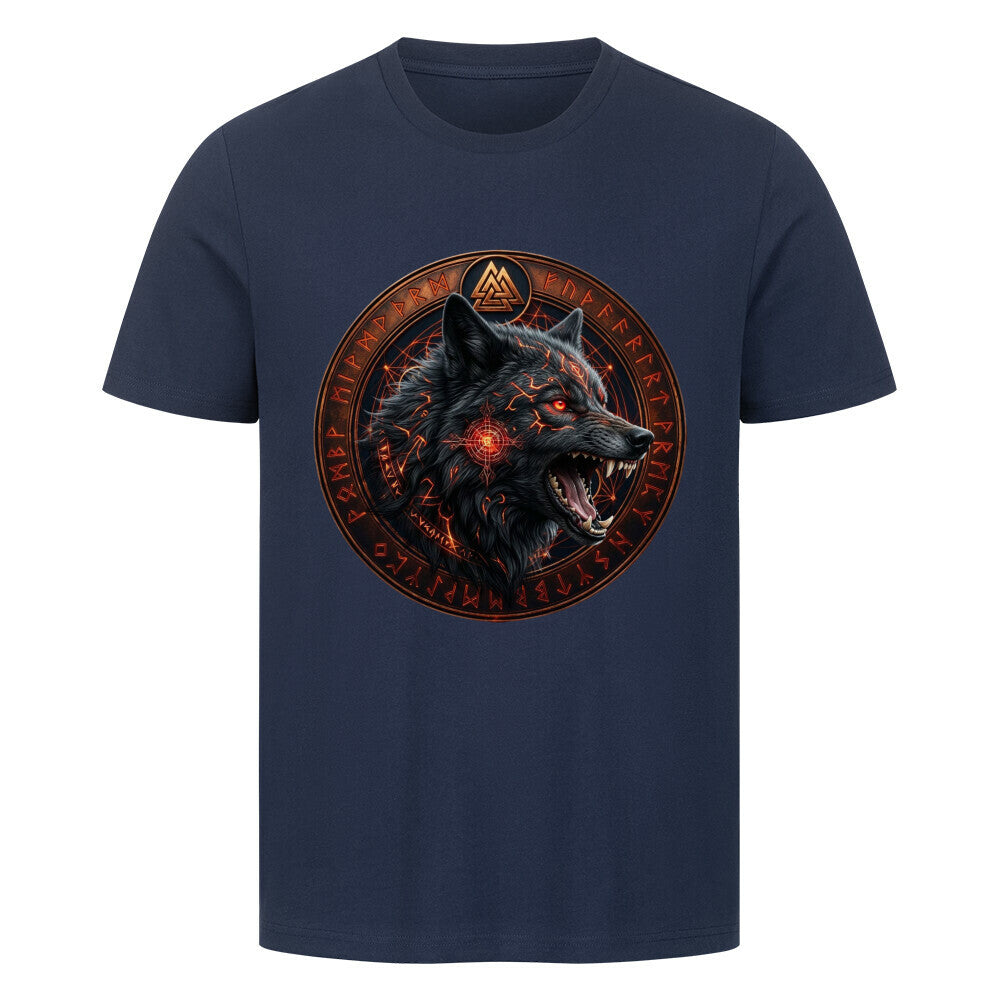 Wikinger T-Shirt Ragnarök Fenrir Navy Nordische Mythologie Vikings Wizards