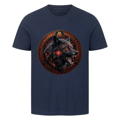Wikinger T-Shirt Ragnarök Fenrir Navy Nordische Mythologie Vikings Wizards