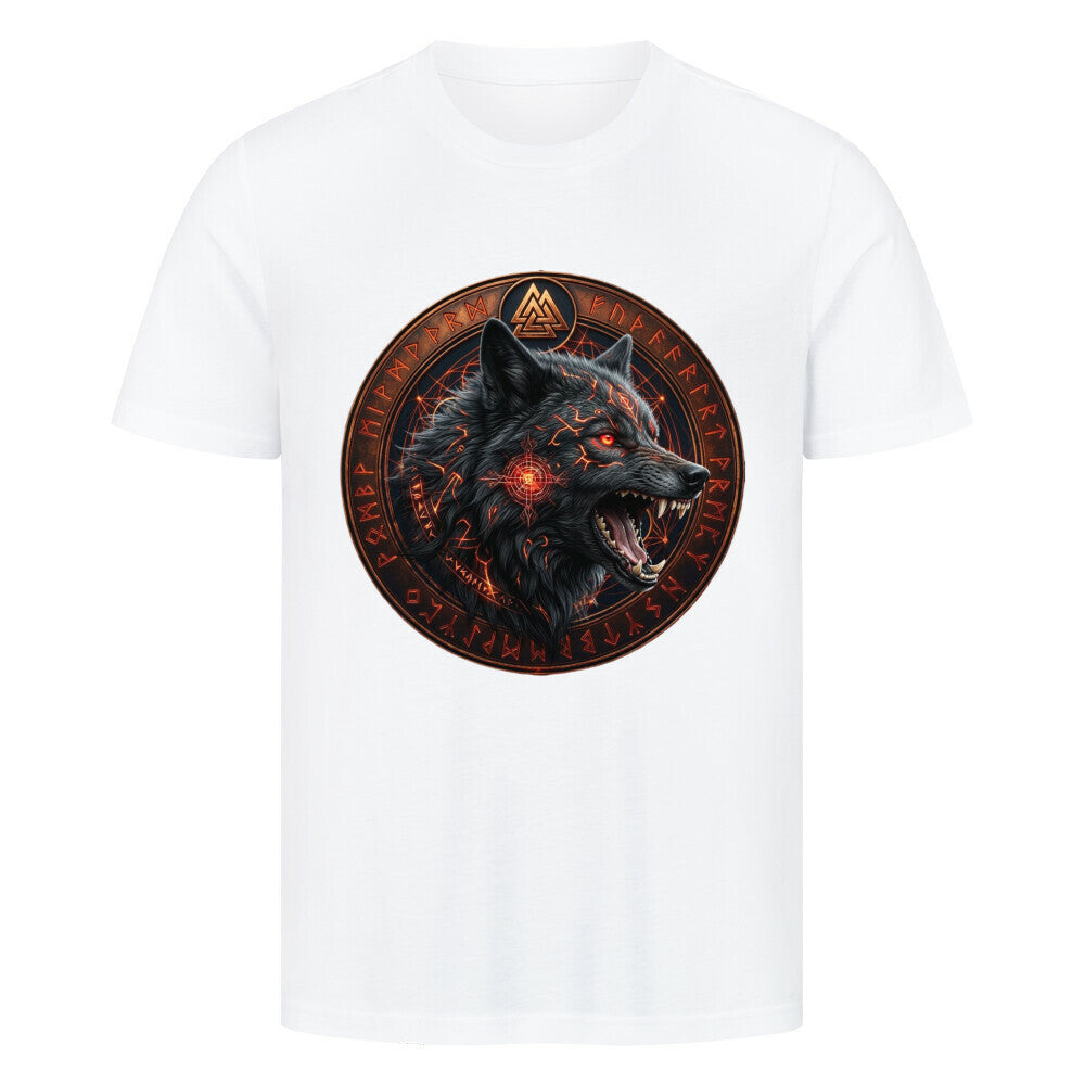 Wikinger T-Shirt Ragnarök Fenrir Weiß Nordische Mythologie Vikings Wizards