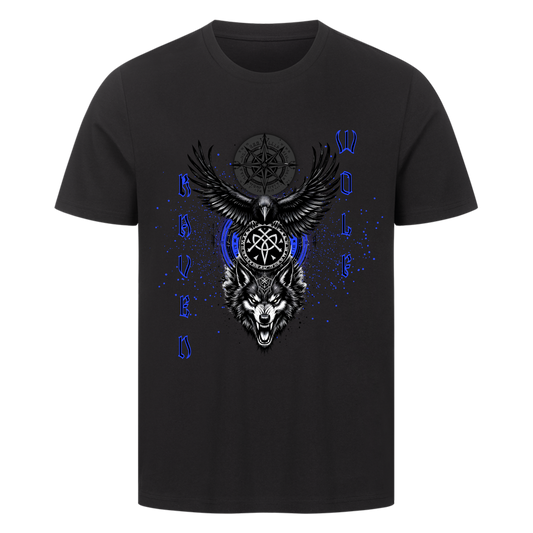 Wikinger T-Shirt Raven and Wolf Schwarz Nordische Mythologie Rabe Wolf Vikings Wizards